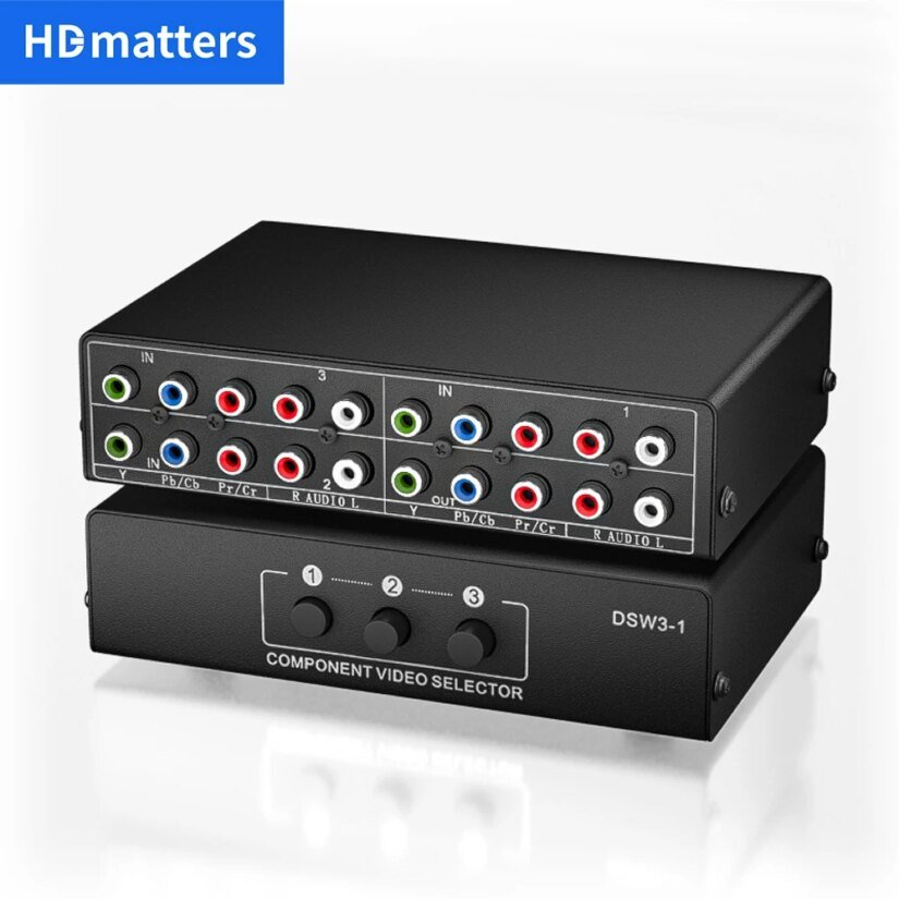 Caixa seletora de interruptor de componente RGB 3 em 1 saída 5 RCA L/R Ypbpr interruptor de componente AV Switcher hub para PS2 Wii Xbox DVD HDTV