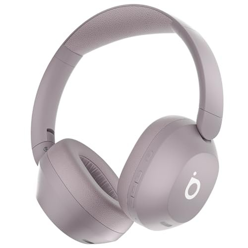 Basike Fone de Ouvido Bluetooth, ANC Cancelamento de Ruído Ativo Headphone Bluetooth 5.4 Headset com Microfone, Certificação Hi-Res Audio, 30 horas reprodução, LE15 (Rosa)