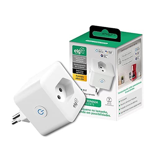 ELG, SHPT400, Plug Tomada Inteligente Bivolt 16A com Conexão Wi-Fi e Bluetooth, Comando por Voz Via Alexa, Google Assistant e Siri Shortcuts, Branco