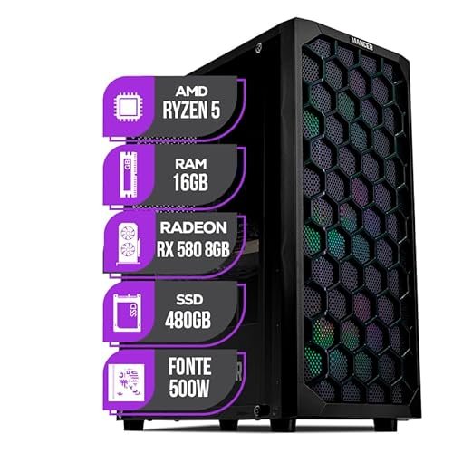 PC Gamer Mancer | AMD Ryzen 5 5600 | RX 580 8GB | 16GB DDR4 | SSD 480GB | Fonte 500W 80 Plus