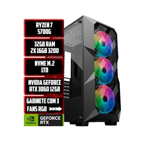 PC GAMER TITAN AMD RYZEN 7 5700G/32GB RAM/NVME 1TB/NVIDIA RTX 3060 12GB/GABINETE 3 FANS RGB