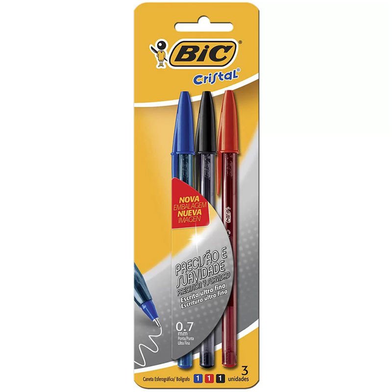 Caneta esferográfica 0.7 Cristal Ultra Fina com 3 unidades Bic