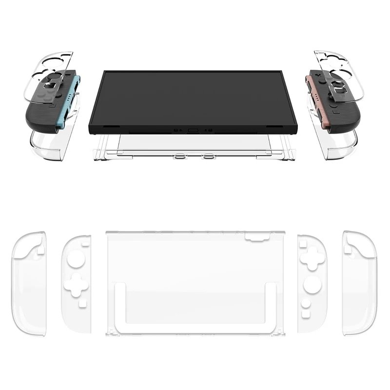Capa protetora com design dividido acoplável, capa de cristal transparente para nintendo switch 2 (2025) ns 2, casca dura fina e leve