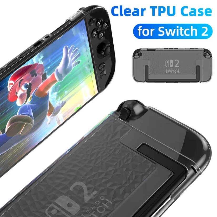 Capa transparente para pc + tpu para nintendo switch 2, tipo dividido, resistente a arranhões, à prova de choque, acessórios de capa protetora